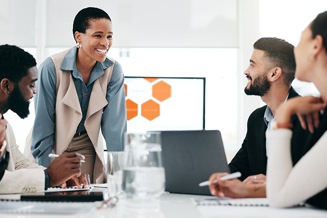 Business, collaboration and boardroom with a management team in a corporate workplace for growth. Teamwork, professional and planning with an an employee group working in the office together.