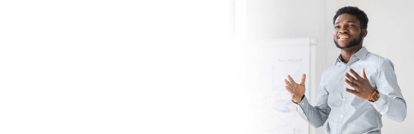 Young man teaching a class