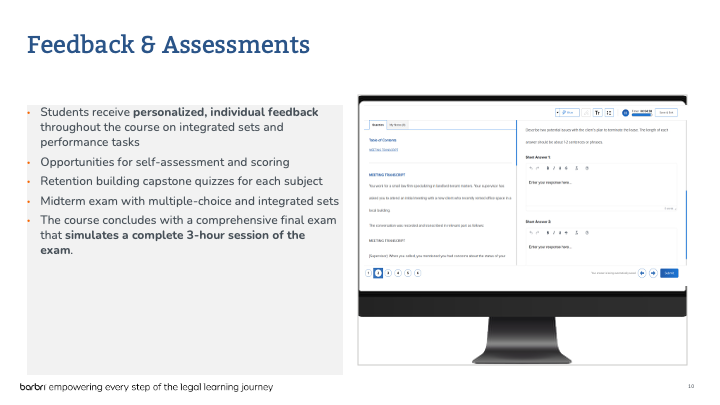 Example of feedback & assessments next to a computer monitor